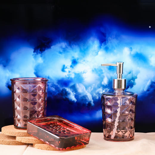 西班牙进口VSM玻璃卫浴三件套 菱格 粉色 商品图5