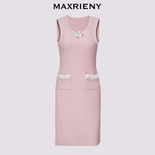 【商场同款】MAXRIENY华夫格肌理感连衣裙无袖挂脖背心吊带裙子(货号:MC85DR536) 商品图4