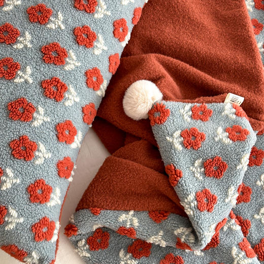 【换季出清】自然醒羊羔毛提花双面盖毯午睡毯复古治愈沙发毯床尾毯车载毯子MT 商品图10