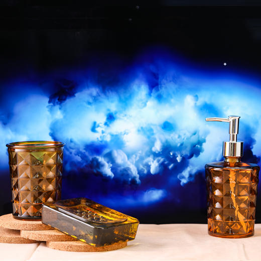 西班牙进口VSM玻璃卫浴三件套 菱格 棕色 商品图4