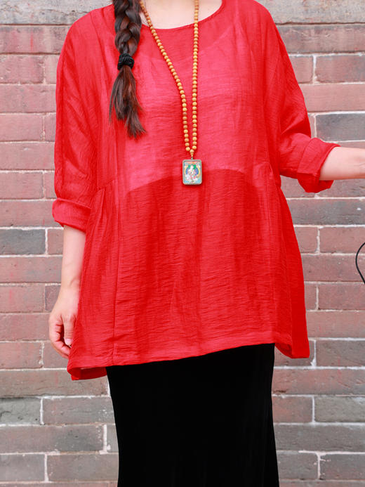 【抖音专属】宽松短袖上衣（20708231-胭脂虫） 商品图4