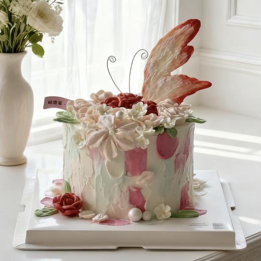 蝶舞花庭 手绘花艺蛋糕 商品图0