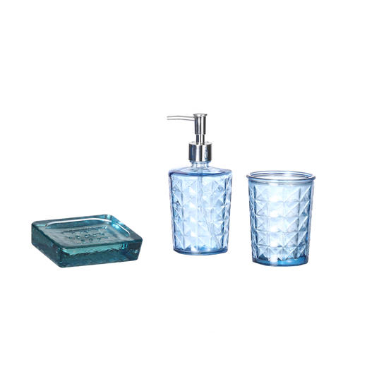 西班牙进口VSM玻璃卫浴三件套 菱格 蓝色 商品图0