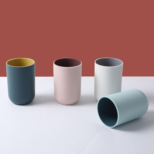 刷牙杯子漱口杯灰色创意浴室情侣洗漱杯简约塑料圆底家用民宿牙缸 商品图2