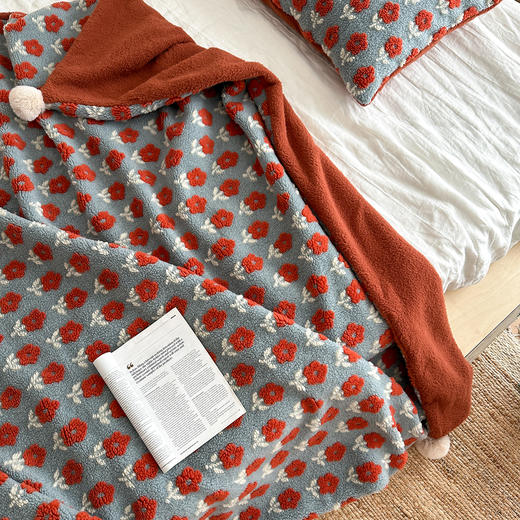 【换季出清】自然醒羊羔毛提花双面盖毯午睡毯复古治愈沙发毯床尾毯车载毯子MT 商品图8