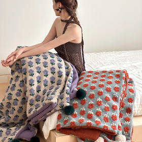 【换季出清】自然醒羊羔毛提花双面盖毯午睡毯复古治愈沙发毯床尾毯车载毯子MT