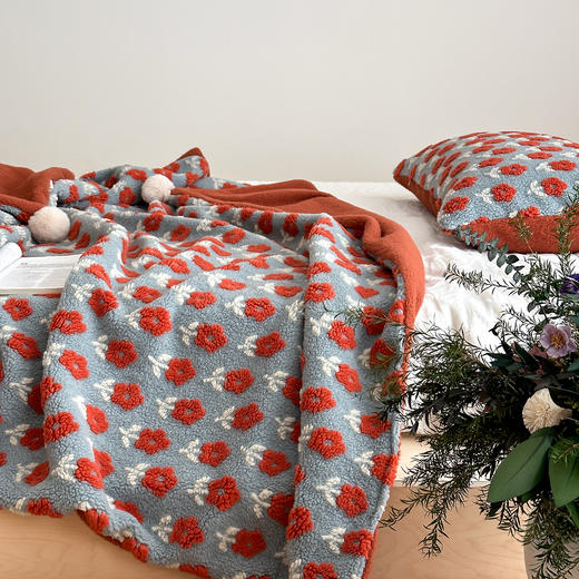 【换季出清】自然醒羊羔毛提花双面盖毯午睡毯复古治愈沙发毯床尾毯车载毯子MT 商品图11