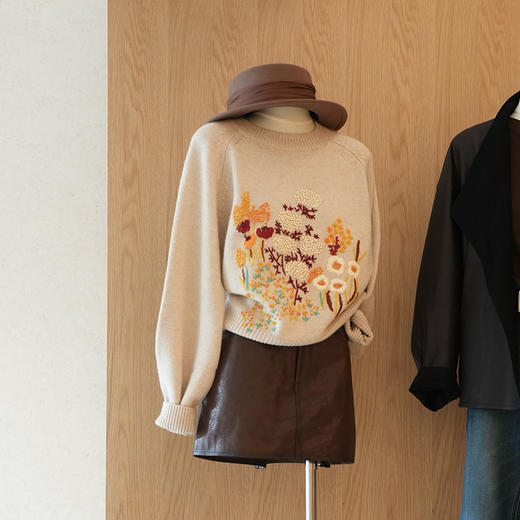 【预售7天】良木礼山羊绒刺绣上衣（Q2593309） 商品图1