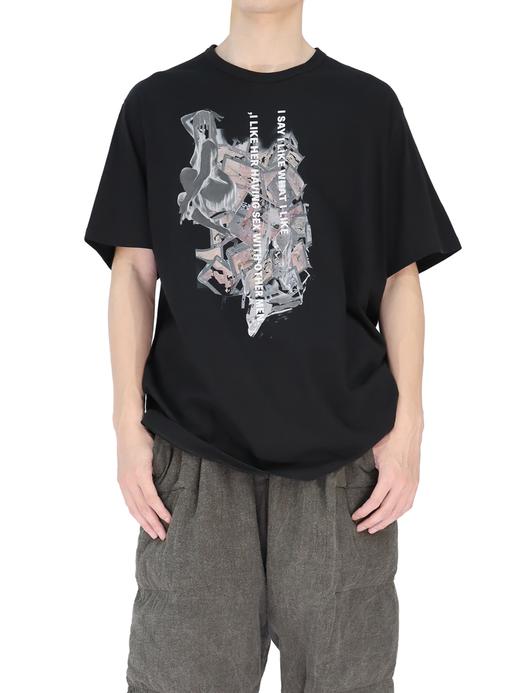 Yohji Yamamto | 人像标语印花T恤 商品图0