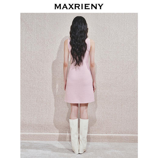 【商场同款】MAXRIENY华夫格肌理感连衣裙无袖挂脖背心吊带裙子(货号:MC85DR536) 商品图3