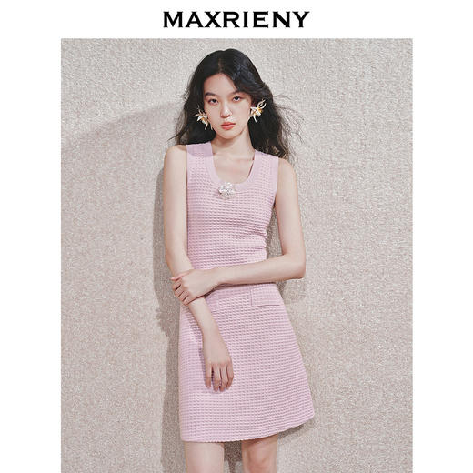 【商场同款】MAXRIENY华夫格肌理感连衣裙无袖挂脖背心吊带裙子(货号:MC85DR536) 商品图2
