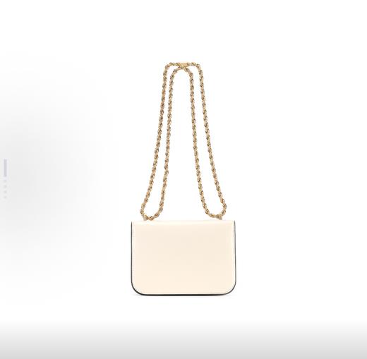 TORY BURCH 汤丽柏琦 Eleanor 立体感黄铜的标志性TLogo绳索状链条 牛皮革 小方包斜挎单肩包 小号 女款 奶油白 商品图3