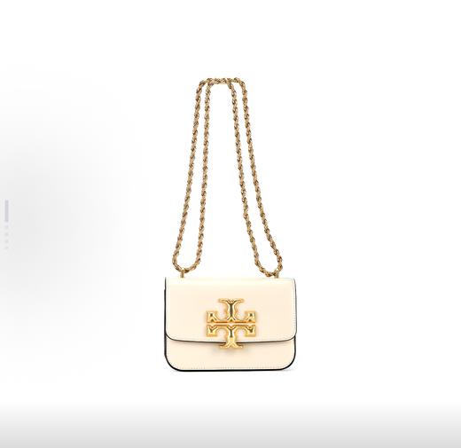 TORY BURCH 汤丽柏琦 Eleanor 立体感黄铜的标志性TLogo绳索状链条 牛皮革 小方包斜挎单肩包 小号 女款 奶油白 商品图1