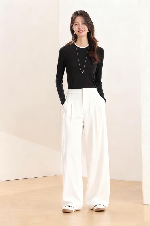 臣禾	【撞色小衫】薄丝光羊毛拼色打底衫套头针织衫	JZ253052075 商品图2