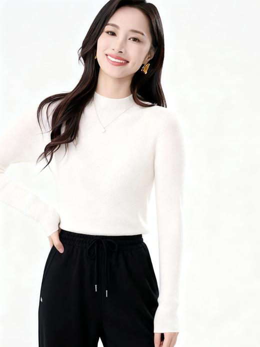 L1 臣禾【享瘦毛衫】100%精纺羊毛修身半高领打底衫套头针织衫 	JZ253091175 商品图6