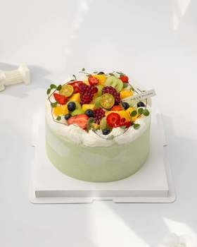 抹茶奶油水果多多生日蛋糕