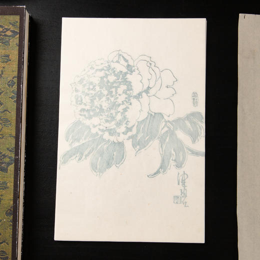 80-90年代朵云轩制木版水印《陈佩秋曹州牡丹》老信笺（一包40张） 商品图9