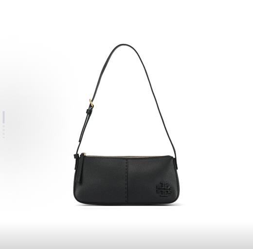 TORY BURCH Mcgraw 黄铜配件压花徽标 荔枝纹皮革 腋下包手提单肩包 常规 女款 黑色 商品图0