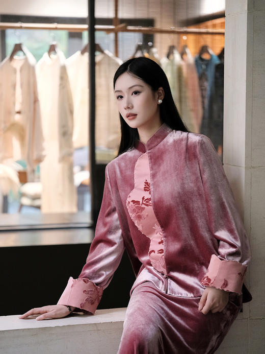 盛唐牡丹 | 丝绒拼富贵牡丹漳缎外套 商品图0