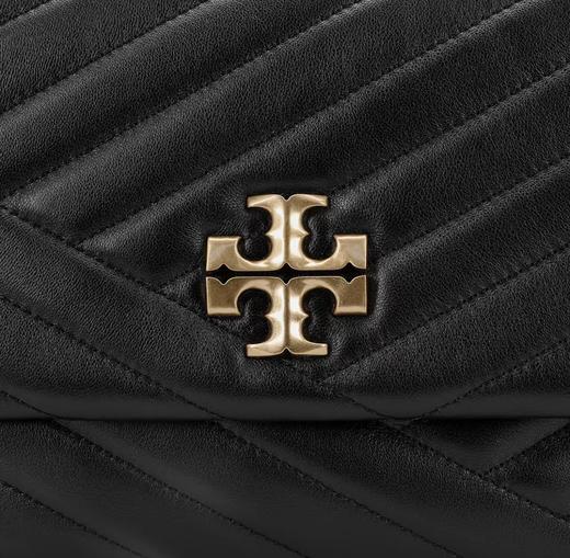 TORY BURCH Kira 人字绗缝皮拼链条肩带 皮革 单肩斜挎包 大号 女款 黑色 商品图5