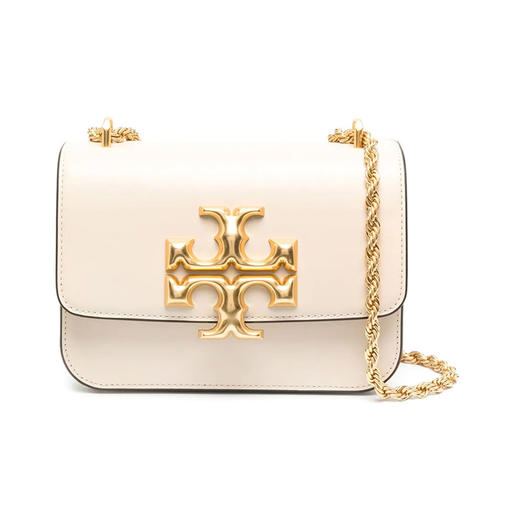 TORY BURCH 汤丽柏琦 Eleanor 立体感黄铜的标志性TLogo绳索状链条 牛皮革 小方包斜挎单肩包 小号 女款 奶油白 商品图0