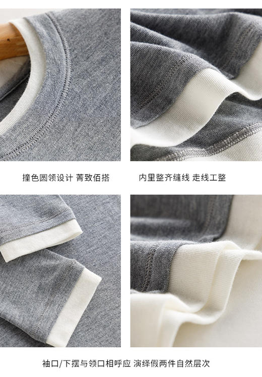 臣禾	【撞色小衫】薄丝光羊毛拼色打底衫套头针织衫	JZ253052075 商品图5