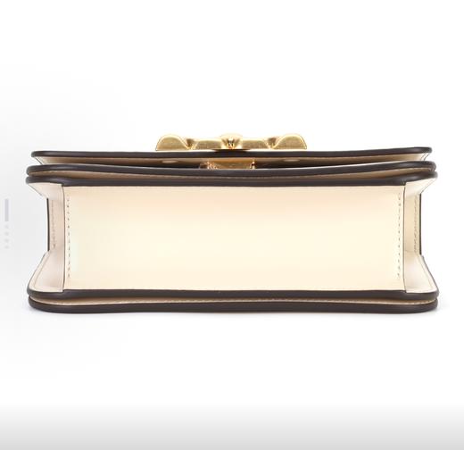 TORY BURCH 汤丽柏琦 Eleanor 立体感黄铜的标志性TLogo绳索状链条 牛皮革 小方包斜挎单肩包 小号 女款 奶油白 商品图4