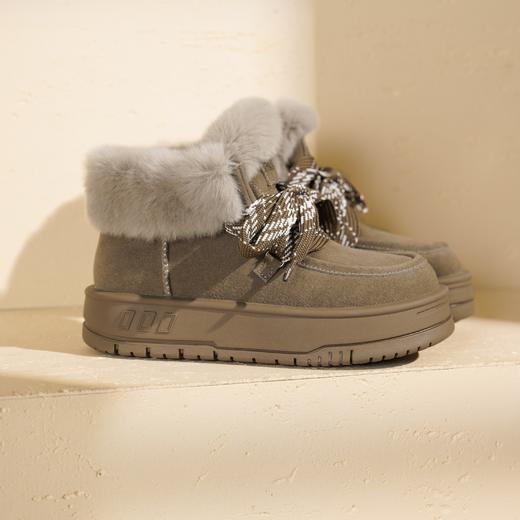 西村名物2025年冬季新款厚底加绒保暖雪地靴气质贝果系列棉鞋毛毛鞋短靴T25DS49171 商品图10