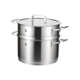 【一件包邮】ZW-C130 Zwilling Moment 深烧锅24cm+蒸笼24cm套装全透明钢化玻璃盖：烹饪过程色香尽在掌握，安心方便甘肃/青海/内蒙古/新疆/西藏/宁夏/海南/港澳台不发货