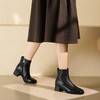 西村名物2025年冬季新款简约小尖头粗跟气质百搭切尔西时尚短靴T25DS49351 商品缩略图3
