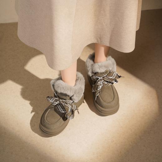 西村名物2025年冬季新款厚底加绒保暖雪地靴气质贝果系列棉鞋毛毛鞋短靴T25DS49171 商品图6