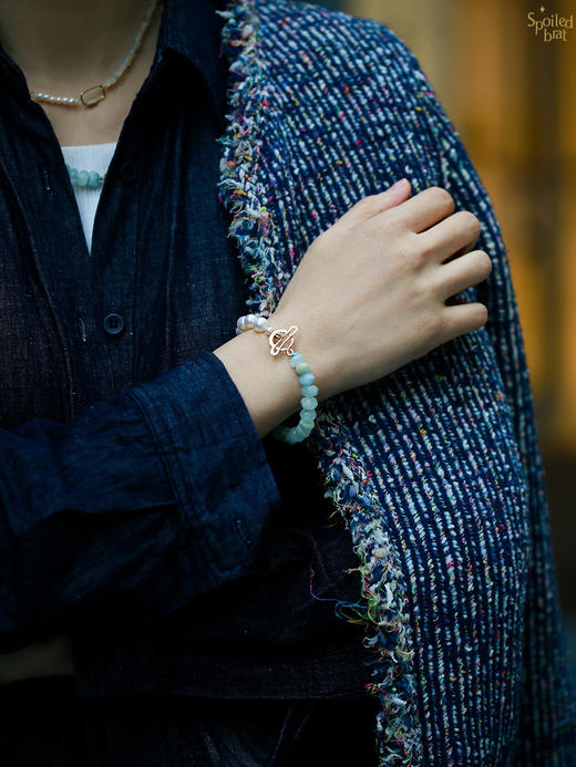 SpoiledBrat Jewelry 海蓝宝珍珠OT扣手链 商品图1