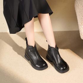 西村名物2025年冬季新款软皮软底舒适百搭时尚切尔西靴T25DS49471