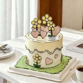 二次元蛋糕 线条小花