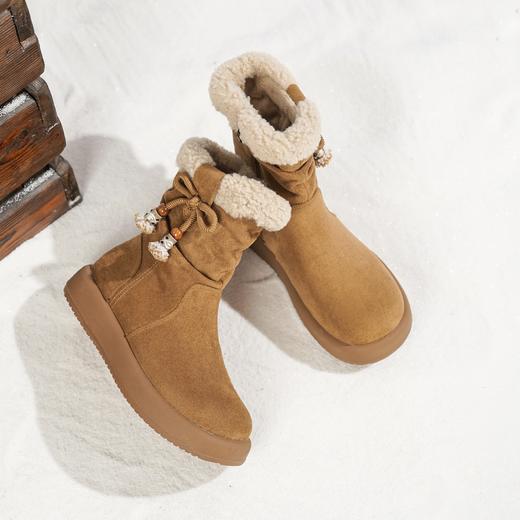 西村名物2025年冬季新款绒毛底保暖短筒时尚短靴雪地靴美拉德毛毛鞋T25DS49441 商品图8