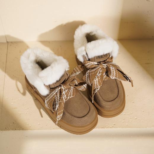 西村名物2025年冬季新款厚底加绒保暖雪地靴气质贝果系列棉鞋毛毛鞋短靴T25DS49171 商品图8