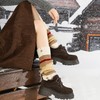 西村名物2025年冬季新款厚底毛绒内里保暖乐福鞋系带毛毛鞋短筒靴T25DS49341 商品缩略图5