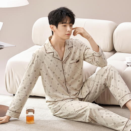 【换季出清】自然醒云憩男士家居服100%棉加厚长袖开衫睡衣QH 商品图7