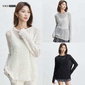 现货VogoPetite花型肌理宽松套头衫100%山羊绒BP131F1104