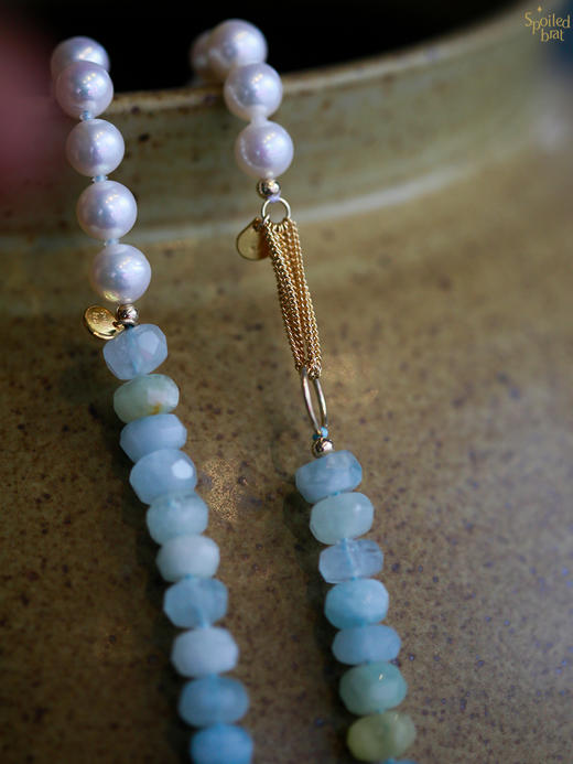 SpoiledBrat Jewelry海蓝宝珍珠项链 商品图3