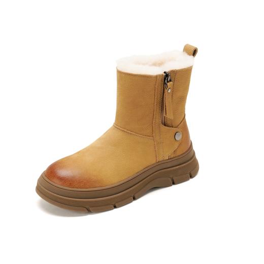 西村名物2025年冬季新款粗高厚底雪地靴百搭短筒女靴休闲舒适毛毛鞋T25DS49401 商品图11