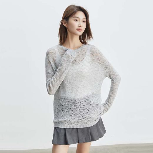 现货VogoPetite花型肌理宽松套头衫100%山羊绒BP131F1104 商品图3
