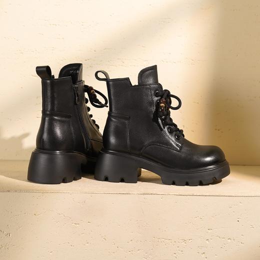 西村名物2025年冬季新款厚底增高防滑系带英伦风帅气马丁靴T25DS49461 商品图9