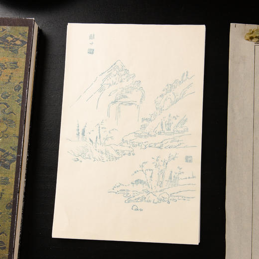 80-90年代荣宝斋制木版水印《戴熙山水》老信笺（一包48张） 商品图7