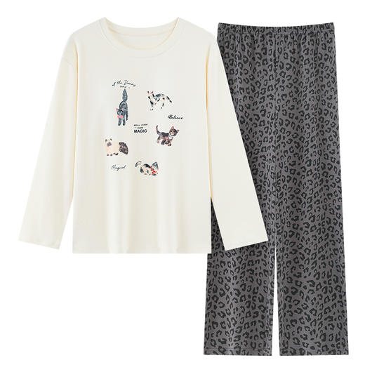 【换季出清】自然醒云喃女士家居服100%棉长袖长裤套头睡衣QH 商品图14