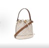 TORY BURCH 汤丽柏琦 T Monogram 压花抽绳开合可拆卸肩带 提花拼皮革饰边 水桶包手提斜挎单肩包 女款 杏仁白 商品缩略图1