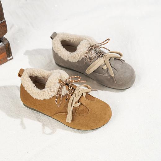 西村名物2025年冬季新款系带平底毛绒内底保暖勃肯鞋毛毛鞋T25DM49451 商品图7