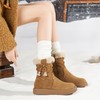 西村名物2025年冬季新款绒毛底保暖短筒时尚短靴雪地靴美拉德毛毛鞋T25DS49441 商品缩略图0