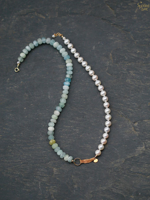 SpoiledBrat Jewelry海蓝宝珍珠项链 商品图4