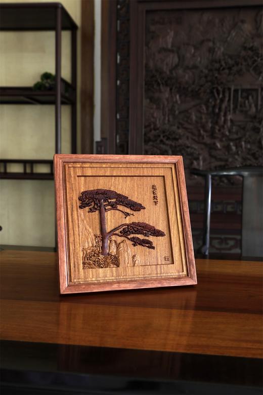 迎客天下°非洲酸枝镶血檀台屏 商品图2